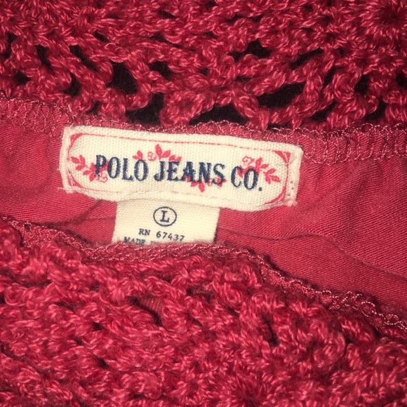 Polo Jeans Co top with crochet embellish sz L - Picture 2 of 2